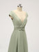 Short Sleeves Floor Length Chiffon Sofa Green Bridesmaid Dresses Online, WG587