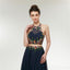 Two Pieces Halter Lace Applique Long Evening Prom Dresses, Evening Party Prom Dresses, 12005