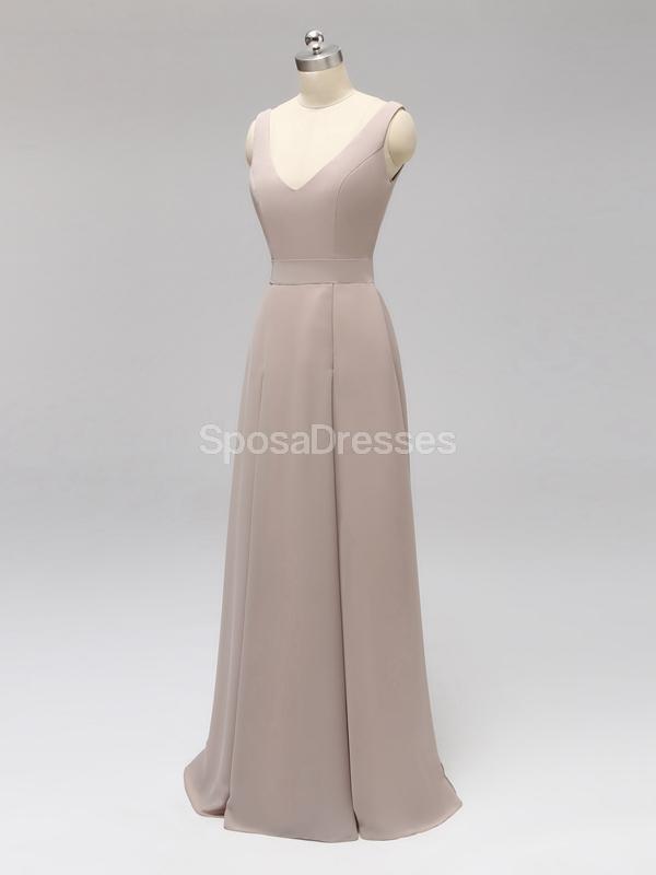 V Neck Voltar Bow Backless Chiffon dama de honra baratos vestidos on-line, WG594