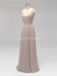 V Neck Back Bow Backless Chiffon Long Cheap Bridesmaid Dresses Online, WG594