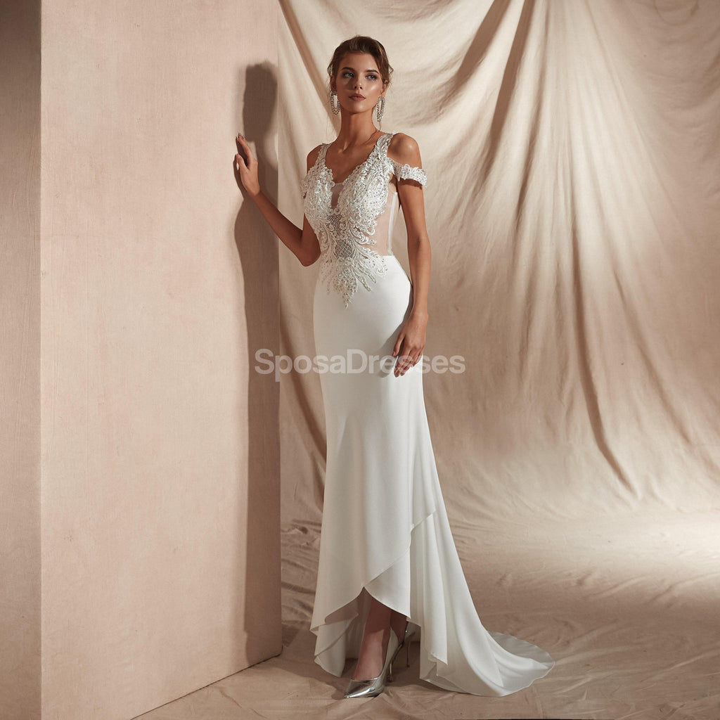 Lace Straps Mermaid Cheap Wedding Dresses Online, Cheap Unique Bridal Dresses, WD581