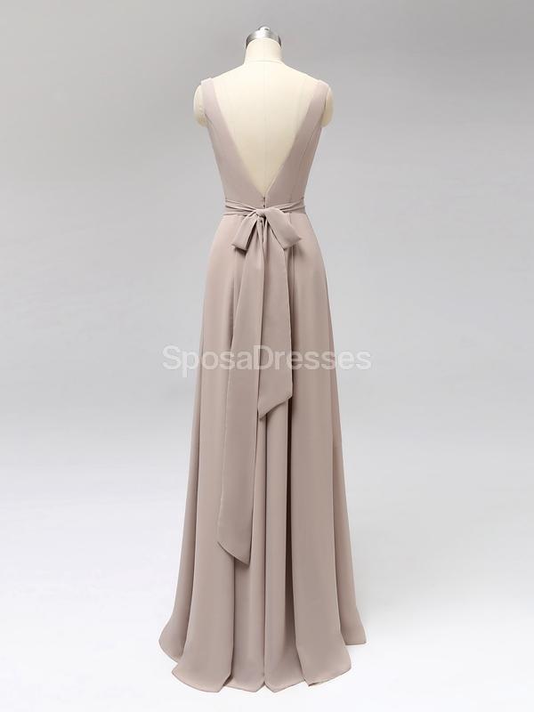 V Neck Back Back Backless Chiffon Long Cheap Bridesmaid Dresses Online, WG594