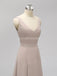 V Neck Back Bow Backless Chiffon Long Cheap Bridesmaid Dresses Online, WG594