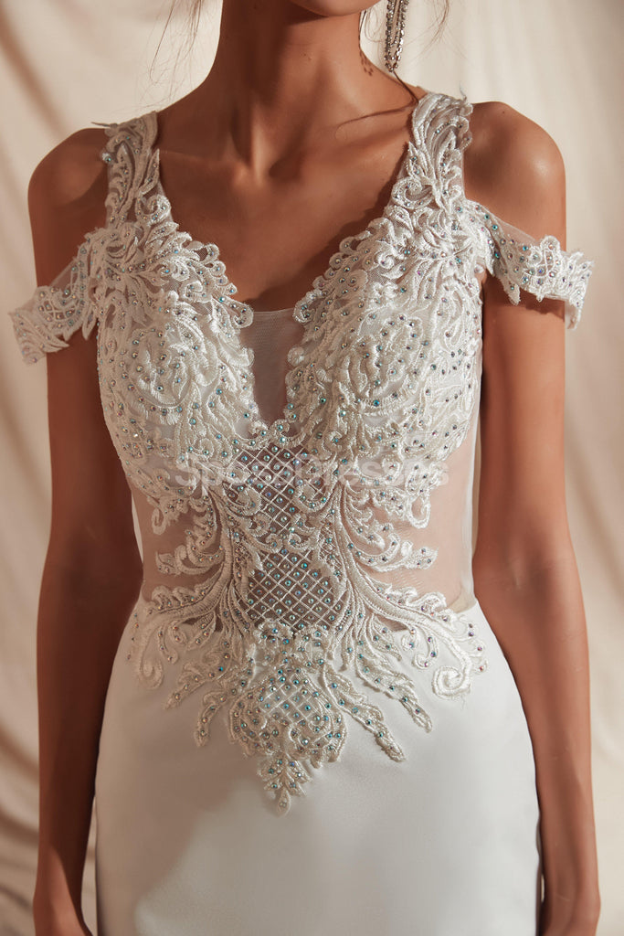 Lace Straps Mermaid Cheap Wedding Dresses Online, Cheap Unique Bridal Dresses, WD581