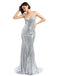 Spaghetti Straps Silver Mermaid Long Evening Prom Dresses, Evening Party Prom Dresses, 12214