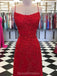 Sexy Red Lace Mermaid Long Evening Prom Dresses, Evening Party Prom Dresses, 12318