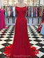 Sexy Red Lace Mermaid Long Evening Prom Dresses, Evening Party Prom Dresses, 12318