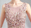 Scoop Lace Beaded Pink Long Evening Prom Dresses, vestidos de fiesta de noche, 12286