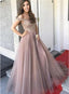 Off Shoulder Sweetheart Neck A line Beaded Long Custom Evening Prom Dress, 17406