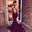 Sexy Mermaid Maroon Backless Evening Prom Dresses, longue robe de bal du parti Neckline V profonde, 17118