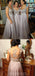 Long formal grey lace elegant a-line floor-length Bridesmaid Dresses, WG02