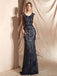 Scoop Grey Sparkly Sequin Mermaid Evening Prom Dresses, Evening Party Prom Dresses, 12063