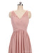 Dusty Pink V Neck Lace Straps Long Chiffon Cheap Bridesmaid Dresses Online, WG280