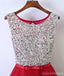 Rhinestone High Low Open Back Rouge Homecoming Dresses, Short Homecoming Dresses, CM241