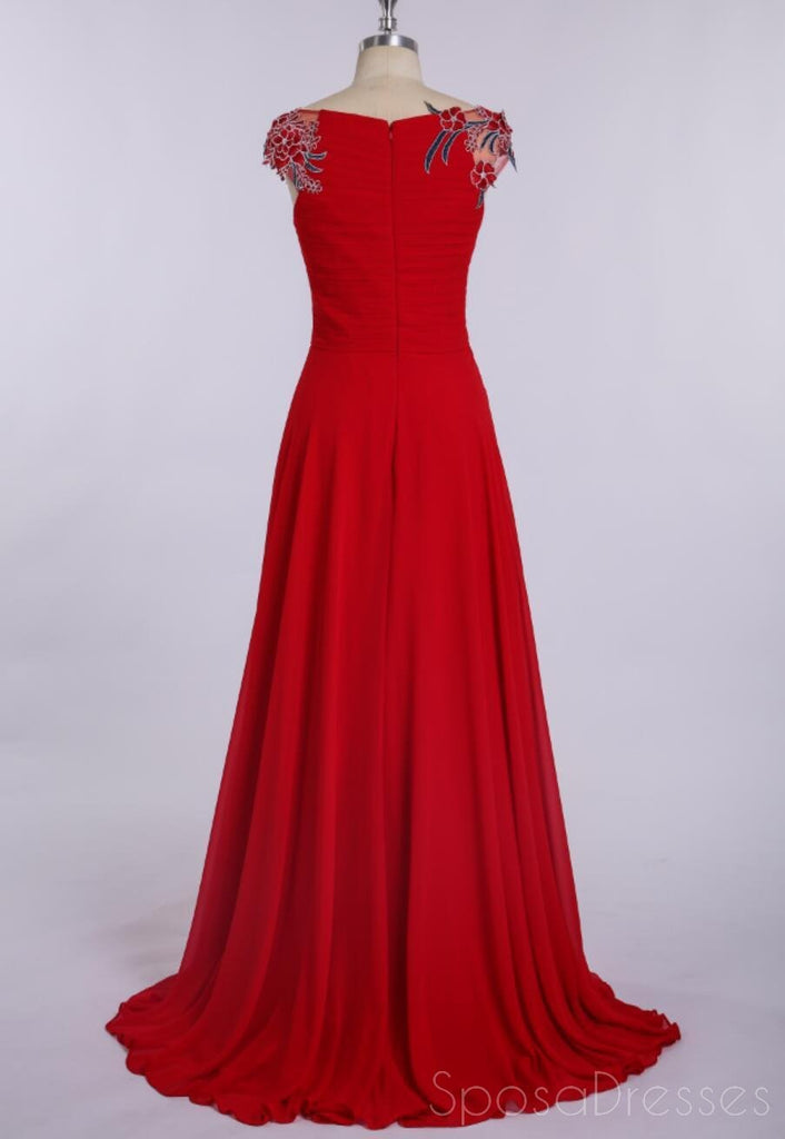 Simples V Neck Chiffon Red Cheap Long Evening Prom Dresses, Sweet16 Dresses personalizado, 18402