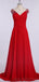 Simples V Neck Chiffon Red Cheap Long Evening Prom Dresses, Sweet16 Dresses personalizado, 18402