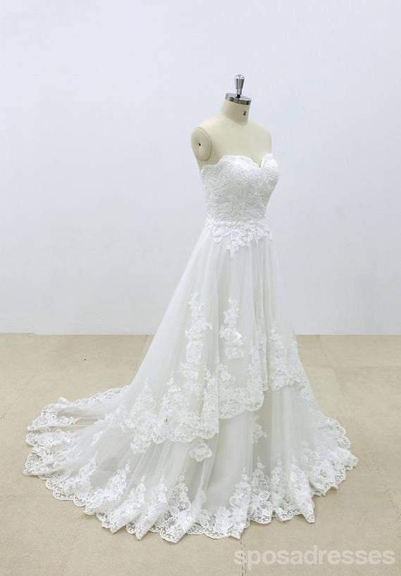 Affordable Sweetheart Lace A-line Unique Wedding Dresses Online, WD392