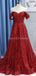 De color Rojo oscuro Brillante Fuera del Hombro de Una línea de Noche Largos vestidos de fiesta, Vestidos de Noche de Fiesta vestidos de fiesta, Vestidos 12294