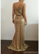 Oro brillante lado slit largo sexy vestidos de fiesta de noche, barato personalizado dulce 16 vestidos, 18503