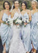 Spaghetti Straps Light Blue Tea Length Cheap Bridesmaid Dresses Online, WG314