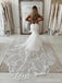 Unique Sleeveless Long Mermaid Backless Handmade Lace Wedding Dresses,WD737