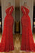 Shiny Mermaid One Shoulder Red Long Prom Dresses,Evening Party Dresses,12852