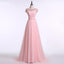 Sexy Backless Cap Sleeve Blush Pink Beaded Long Evening Prom Dresses, vestidos de fiesta largos baratos populares 2018, 17241