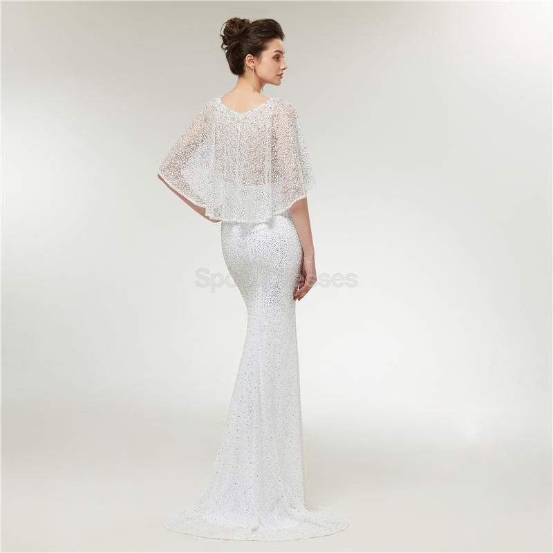 Off Shoulder Sexy Off White Lace Mermaid Evening Prom Dresses, Evening Party Prom Dresses, 12009