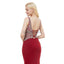 V Neck Red Mermaid Beaded Evening Prom Dresses, Evening Party Prom Dresses, 12055