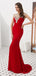 Cap Sleeves Red Beaded Mermaid Evening Prom Dresses, Evening Party Prom Dresses, 12086