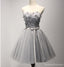 Grey Lace Tulle Short Sweetheart Homecoming Prom Dresses,  Short Party Prom Dresses, Graduation Dresses, CM202