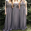 Junior Popular Convertible Chiffon Gray Una línea barata Vestidos de dama de honor para la fiesta de bodas, WG111