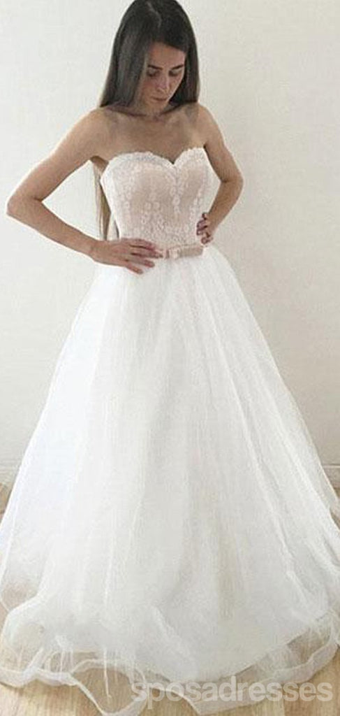 Sweetheart A line Cheap Wedding Dresses Online, Cheap Strapless Bridal Dresses, WD456