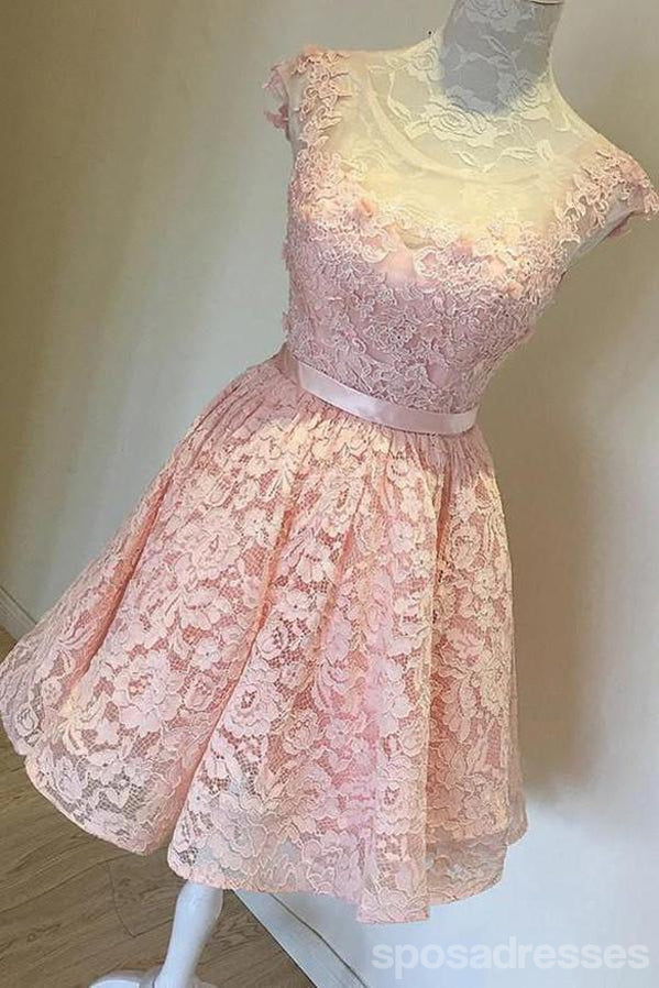 Renda de pêssego alta e baixa Ver Através de Vestidos Curtos Para O Baile de finalistas, um baile de finalistas Barato Vestidos doces 16, vestidos perfeitos para o baile de finalistas, CM367