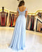 Side Slit Blue Chiffon Cheap Bridesmaid Dresses Online,WG757