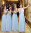 Mismatched Blue Tulle Long Bridesmaid Dresses, Bridesmaid Dresses, BD006