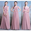 Mousseline de soie rose pâle longue dépareillé simple robes de demoiselle d'honneur bon marché en ligne, WG508