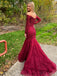 Mermaid Lace Applique Long Prom Dresses, Sweet 16 Prom Dresses, 12502