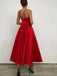 Simple A-line V Neck Sleeveless Red Prom Dresses, Sweet 16 Prom Dresses, 12504