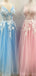 Beautiful A-line Tulle Applique Long Prom Dresses, Sweet 16 Prom Dresses, 12516