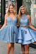 Blue Lace Short Cheap Homecoming Dresses Online, Cheap Short Prom Dresses, CM746