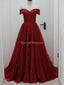 De ombro Sparkly vermelho-escuros alinham vestidos de baile para os estudantes da tarde longos, vestidos de baile para os estudantes partidários da tarde, 12296