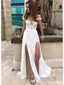 Manga curta, Slit Sexy Casual Custom Cheap Beach Wedding Dresses, WD316