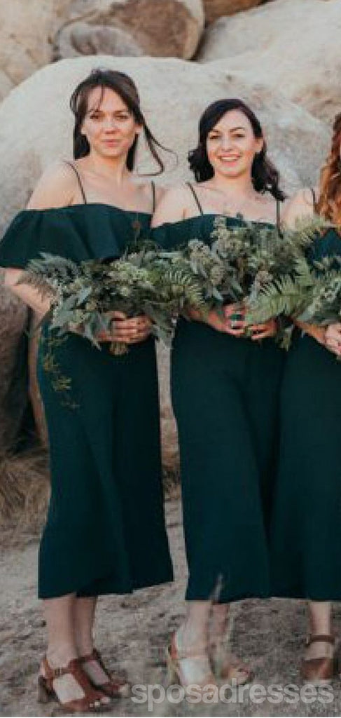 Off Shoulder Dark Green Short Cheap Bridesmaid Dresses Online, WG766