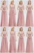 Blush Pink Lace Floor Length Mismatched Chiffon Bridesmaid Dresses Online, WG542