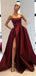 Simple Side Slit Cheap Maroon A-line Long Evening Prom Dresses, Cheap Sweet 16 Dresses, 18364