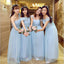 Mismatched Blue Tulle Long Bridesmaid Dresses, Bridesmaid Dresses, BD006