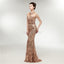 Illusion Gold Sequin Sparkly Mermaid Long Evening Prom Dresses, Evening Party Prom Dresses, 12012