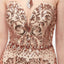 Illusion Gold Sequin Sparkly Mermaid Long Evening Prom Dresses, Evening Party Prom Dresses, 12012