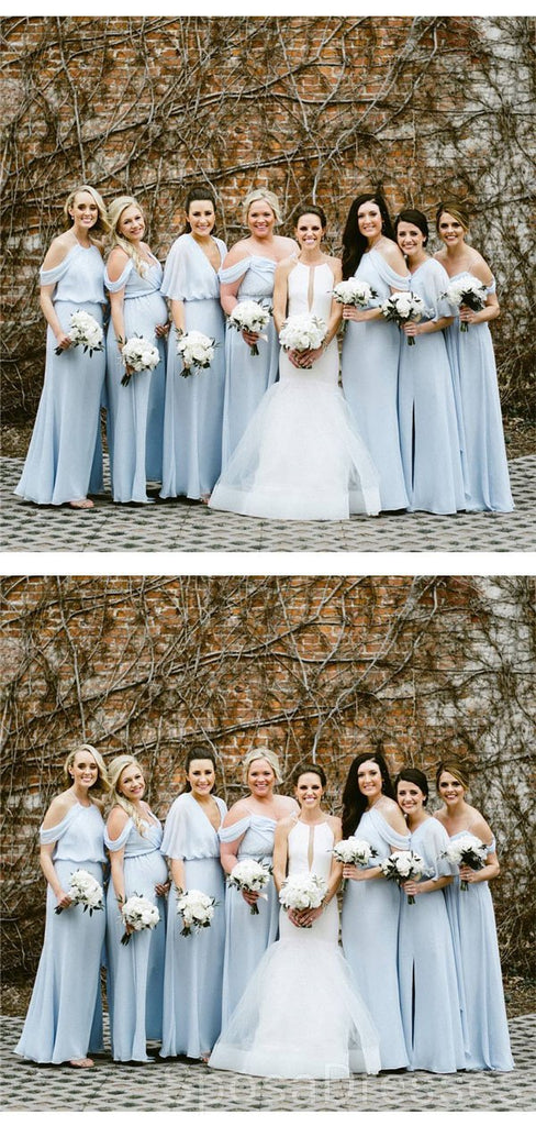 Mismatched Blue Chiffon Long Cheap Bridesmaid Dresses Online, WG613